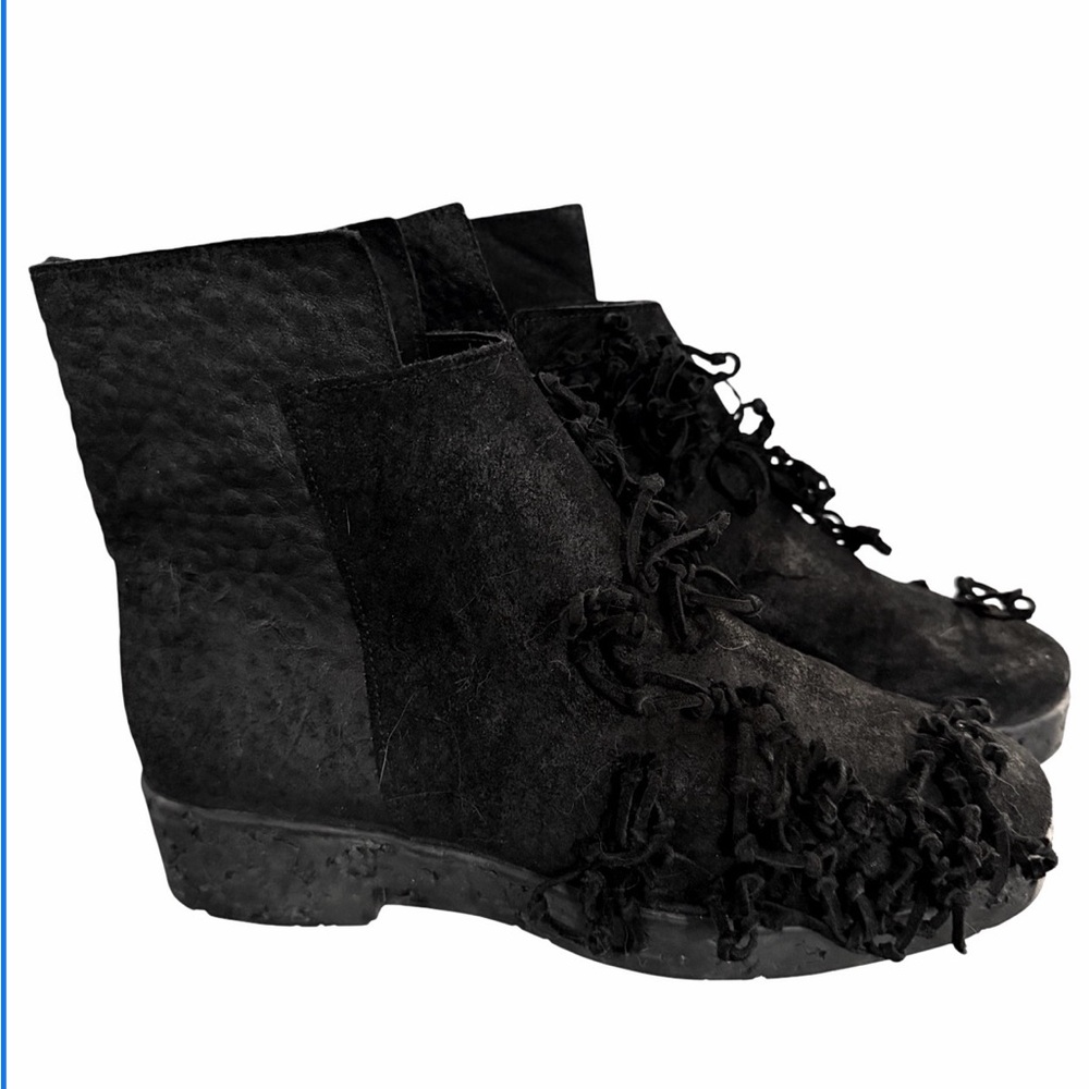 Papucei Black Leather Distortion Cracked Leather Boots  Grunge Goth Punk
